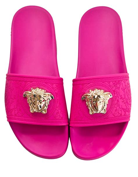 pink fur versace slides|light pink Versace slides.